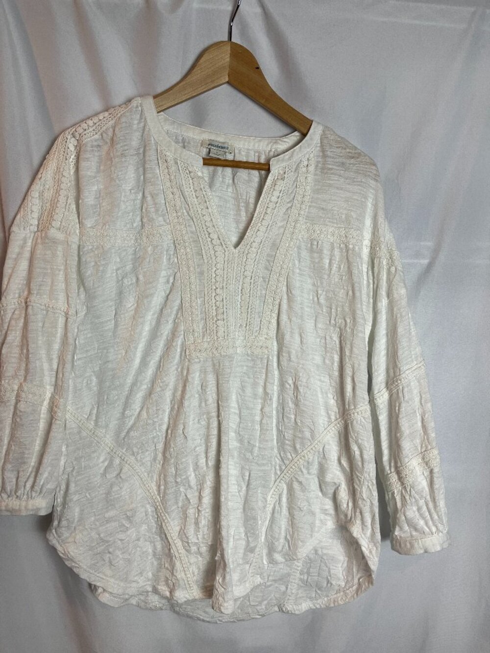 Women's White Sundance popover blouse, Boho, Size S